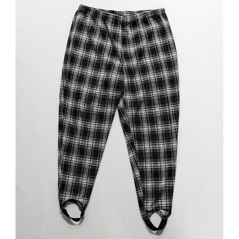 Vintage 90s Grunge Academia Retro Preppy Plaid Stirrup Pants Size 8 Lenox Square